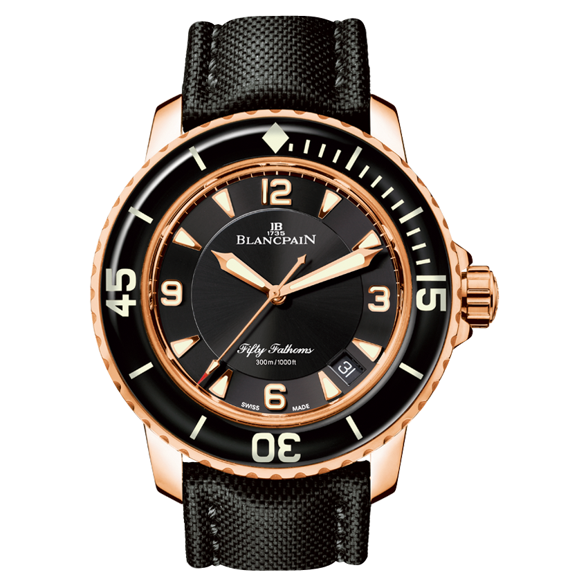 Blancpain Fifty Fathoms Automatique Red Gold / Black / Black Canvas ...