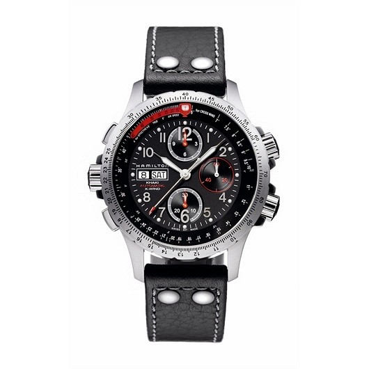 Hamilton Khaki Aviation X-Wind Automatic Black-Orange / Leather ...